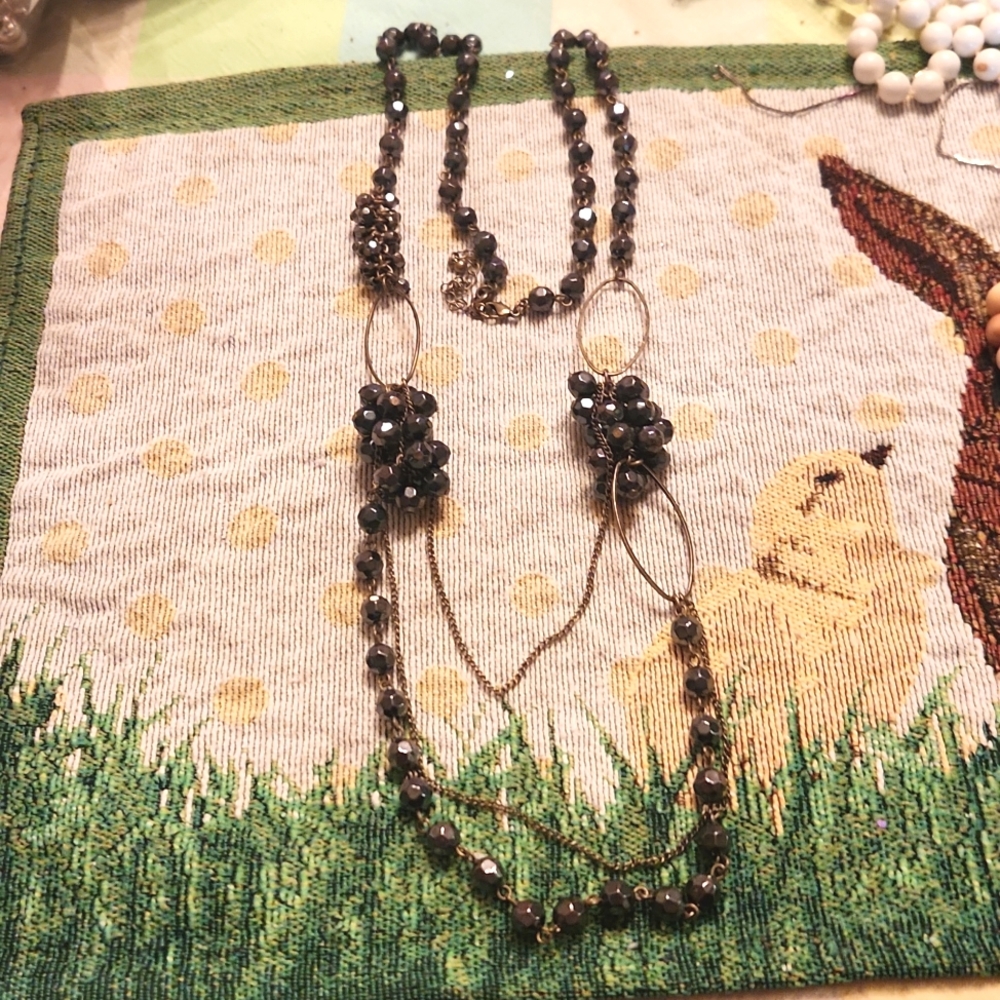Vintage Bead cluster chain necklace
